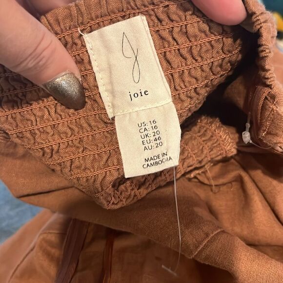 Joie Midi Linen Blend Sundress Pockets Clay Terracotta, 16! - Picture 8 of 9